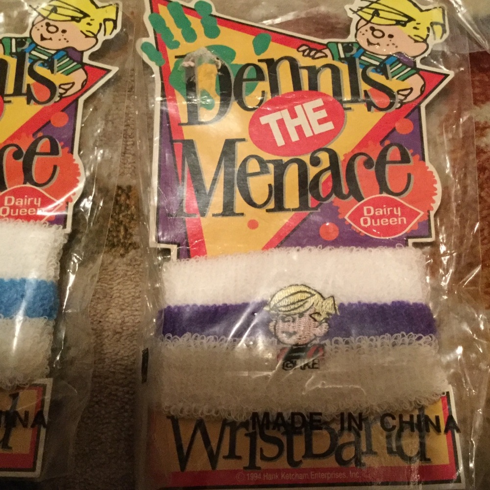Dennis THE Menace VINTAGE DAIRY QUEEN Terry Cloth Wristbands  '94 & MARGARET